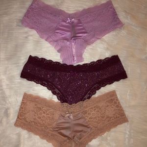 ✨💕”3”2 Lace Cheeky Panties & 1 Glitter ThongPanty